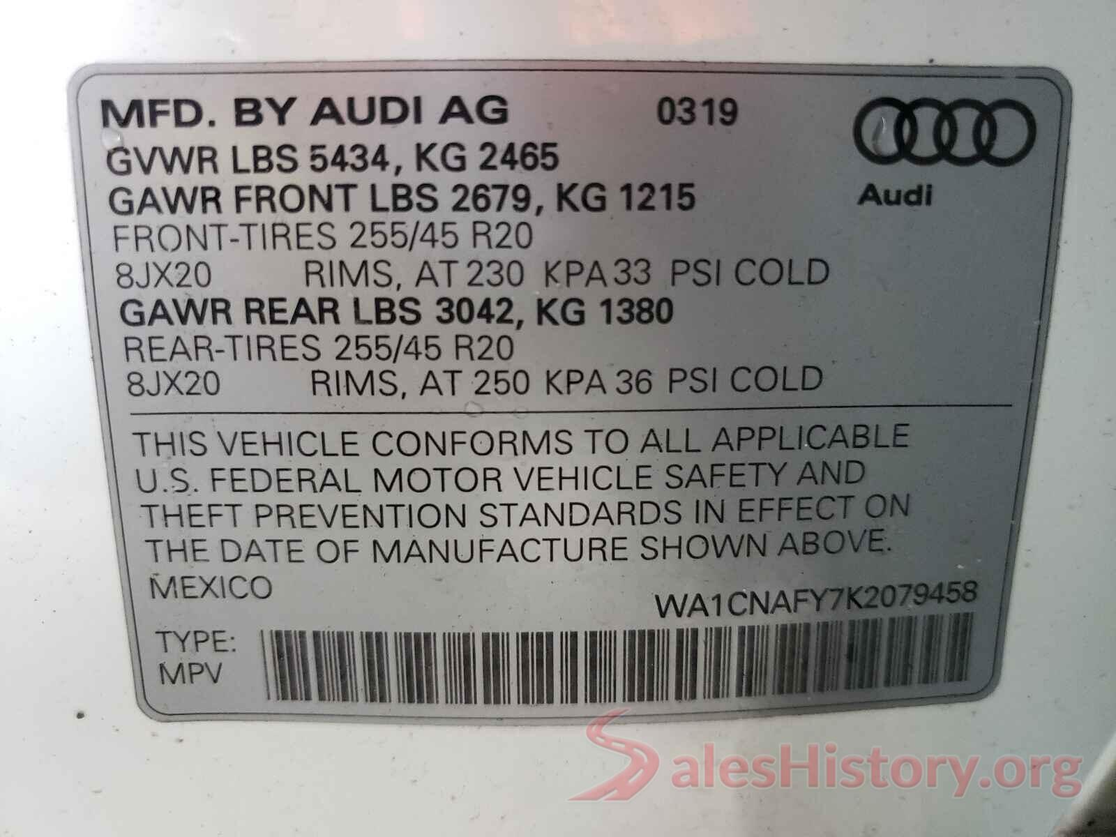 WA1CNAFY7K2079458 2019 AUDI Q5