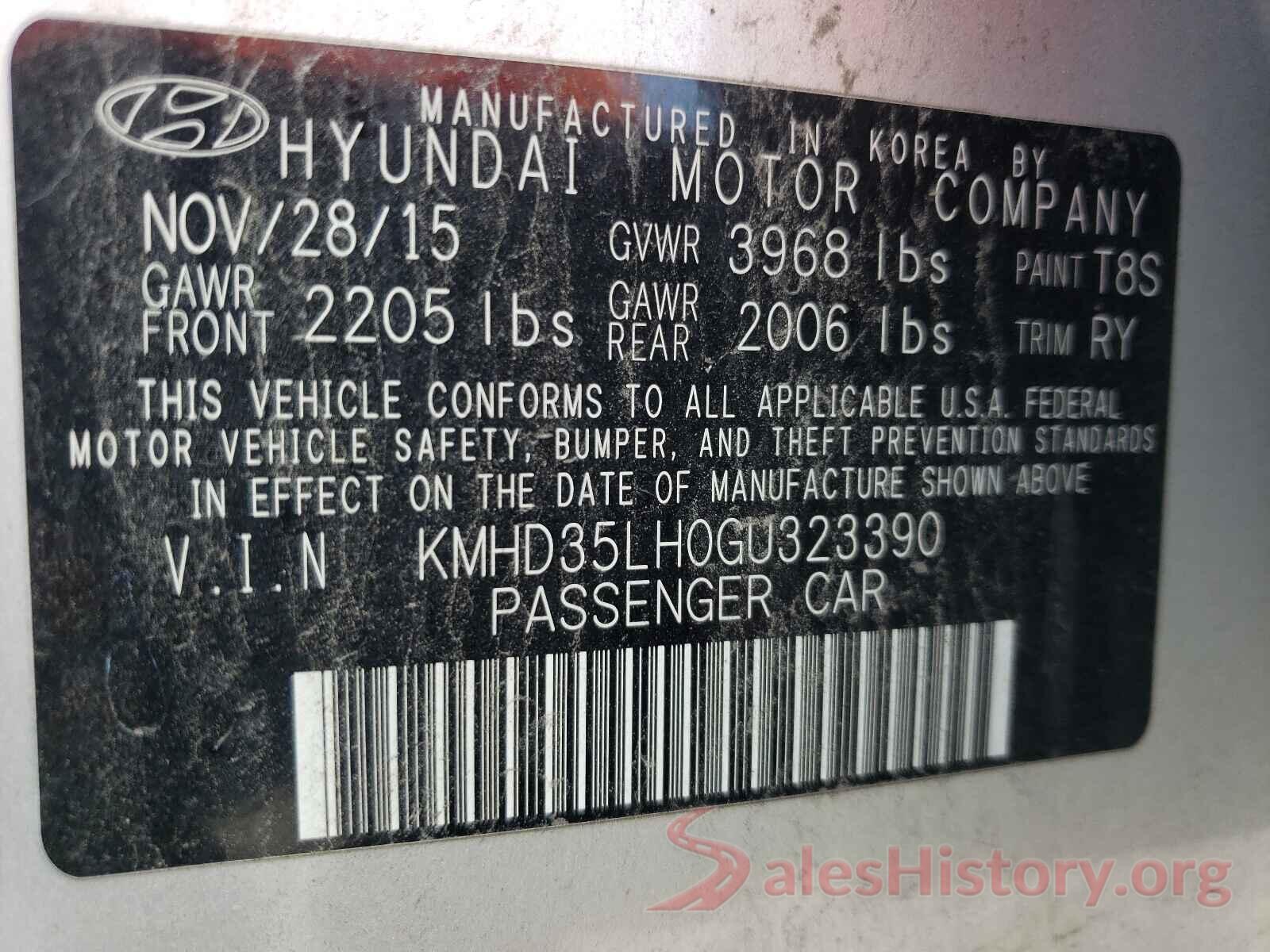 KMHD35LH0GU323390 2016 HYUNDAI ELANTRA