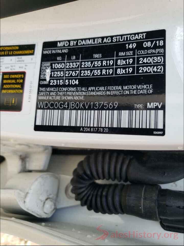 WDC0G4JB0KV137569 2019 MERCEDES-BENZ GLC-CLASS