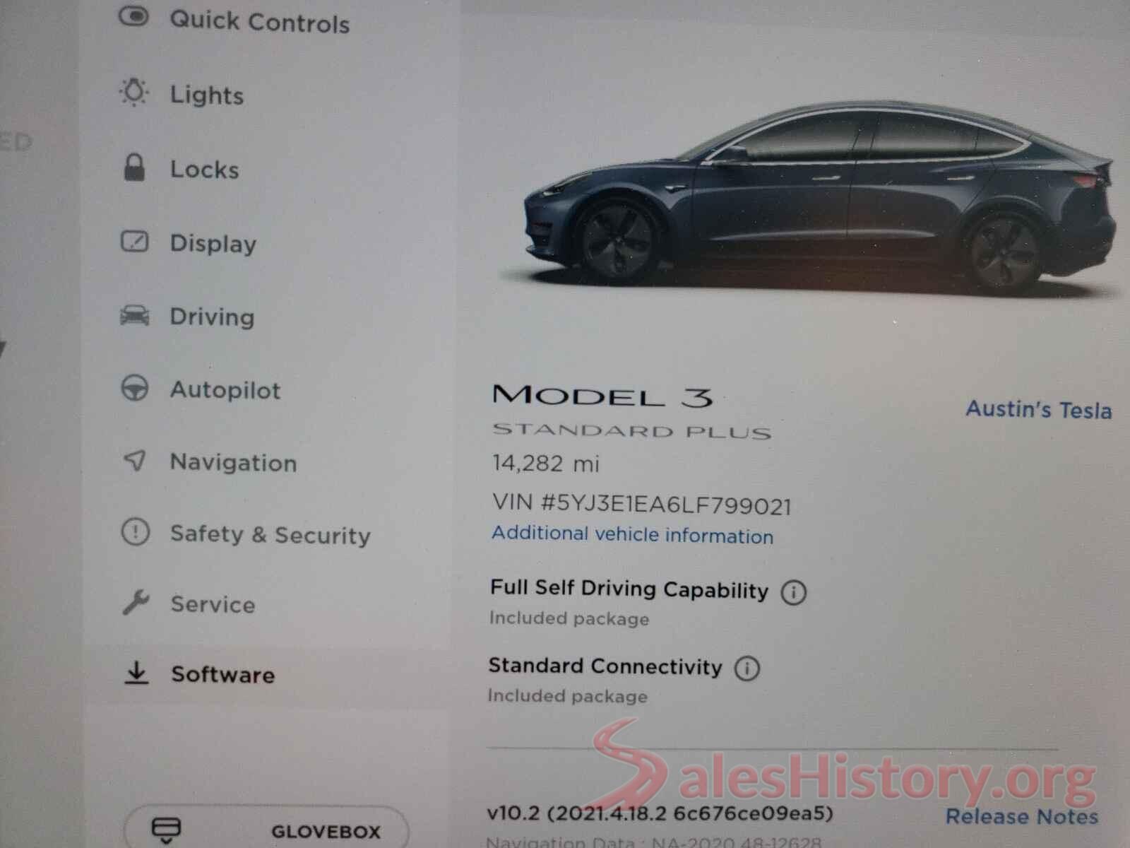 5YJ3E1EA6LF799021 2020 TESLA MODEL 3