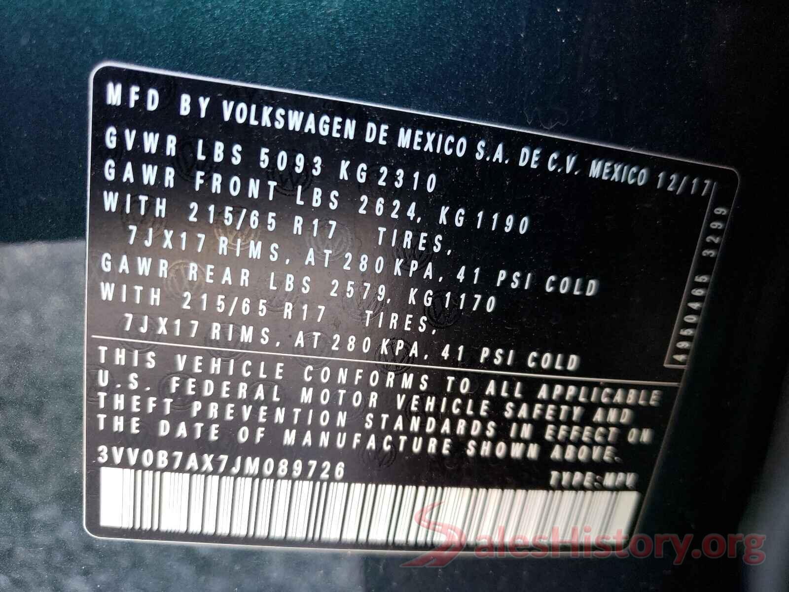 3VV0B7AX7JM089726 2018 VOLKSWAGEN TIGUAN