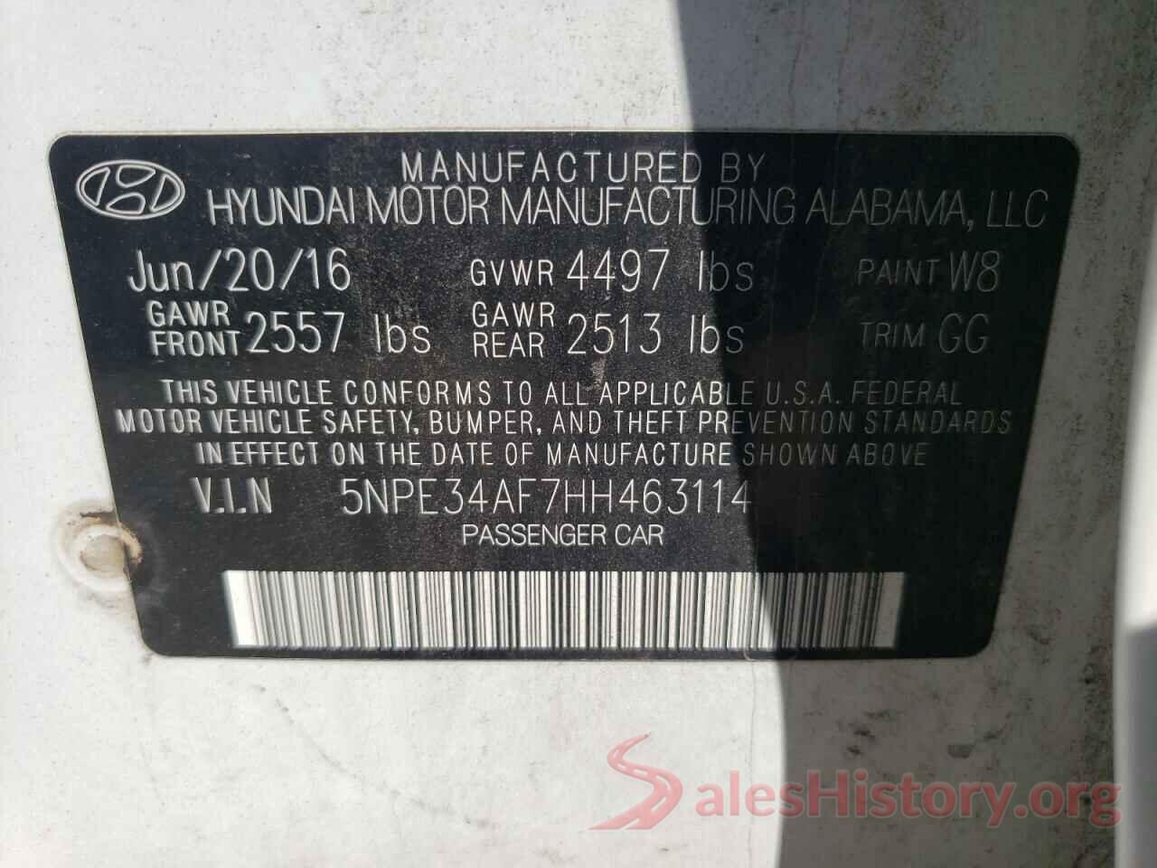 5NPE34AF7HH463114 2017 HYUNDAI SONATA