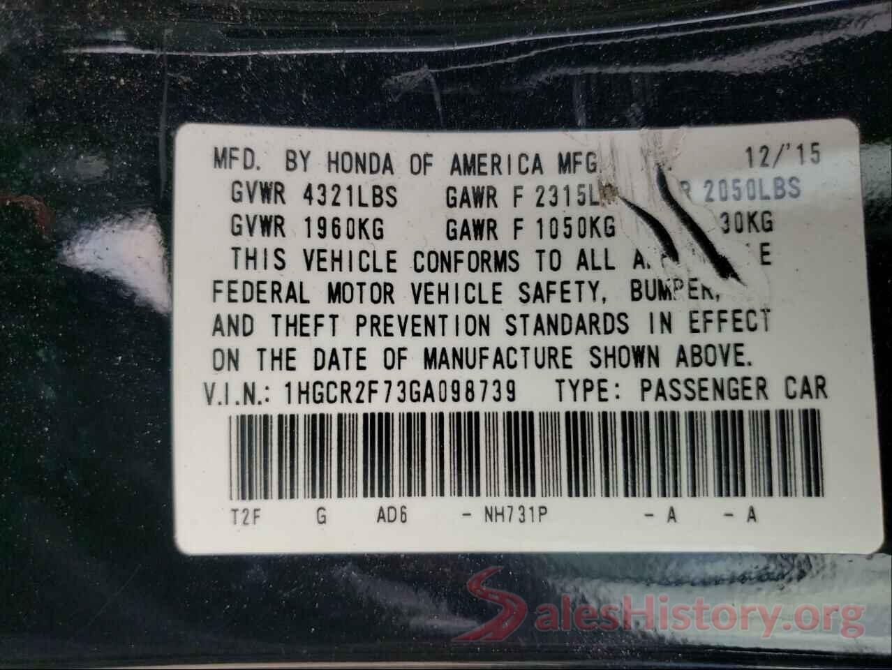 1HGCR2F73GA098739 2016 HONDA ACCORD