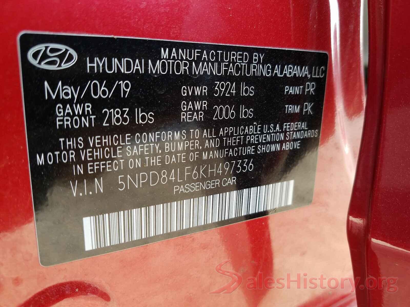 5NPD84LF6KH497336 2019 HYUNDAI ELANTRA