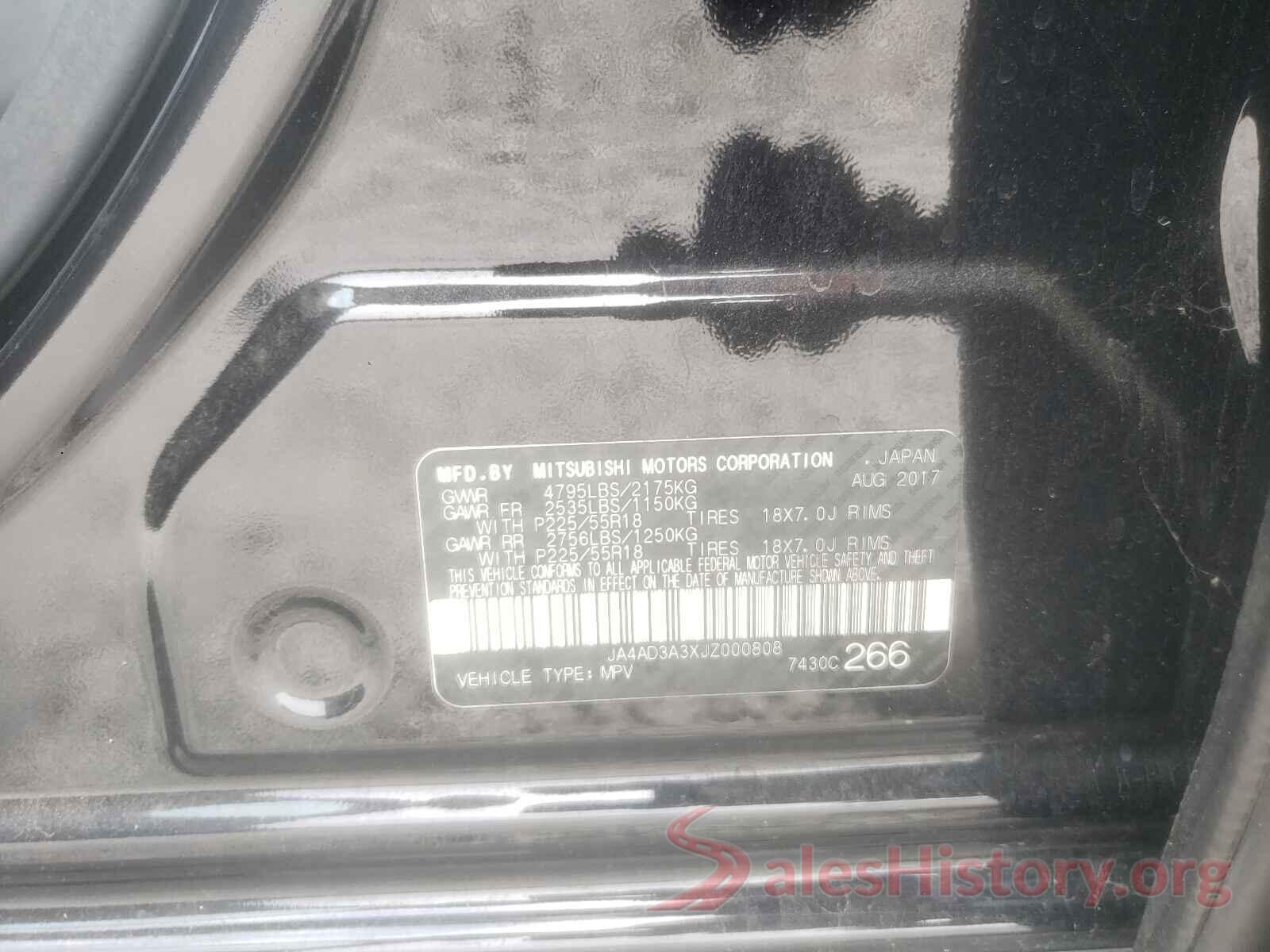 JA4AD3A3XJZ000808 2018 MITSUBISHI OUTLANDER