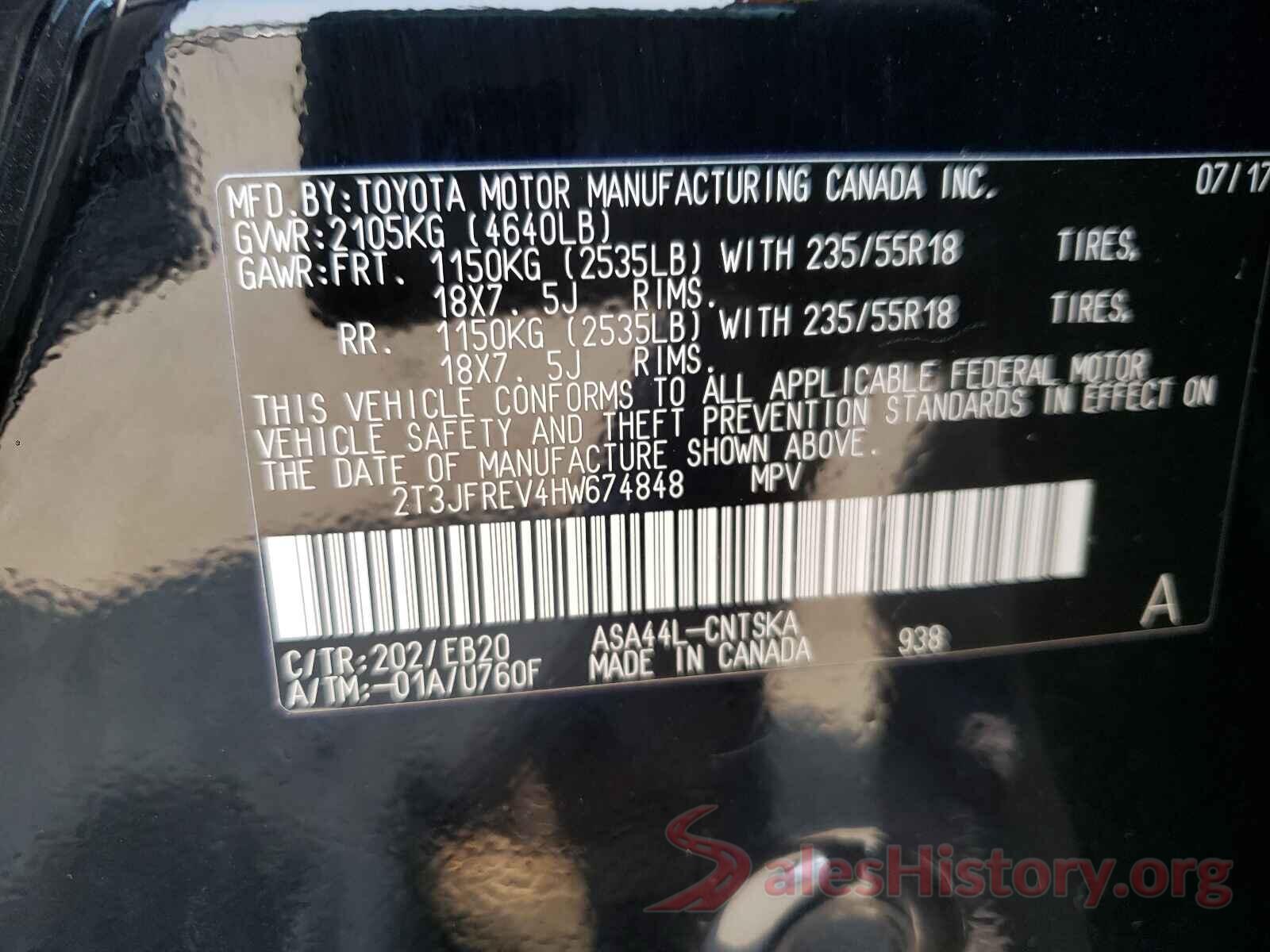 2T3JFREV4HW674848 2017 TOYOTA RAV4