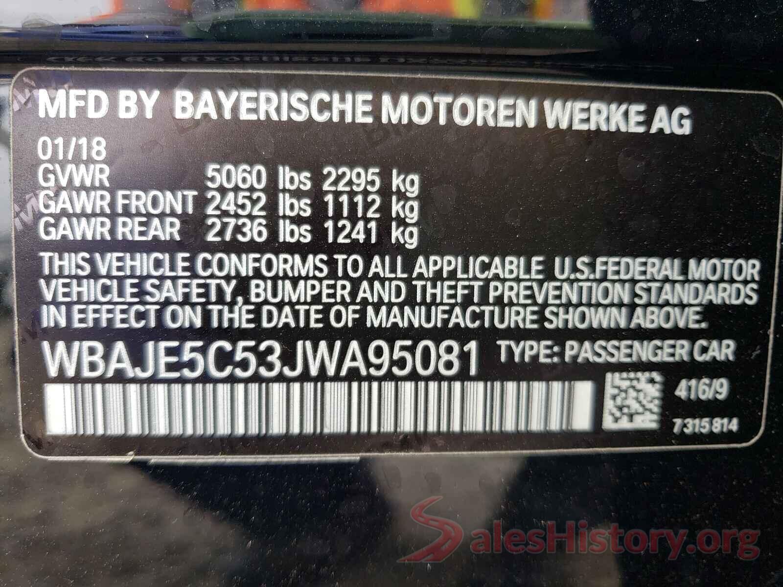 WBAJE5C53JWA95081 2018 BMW 5 SERIES