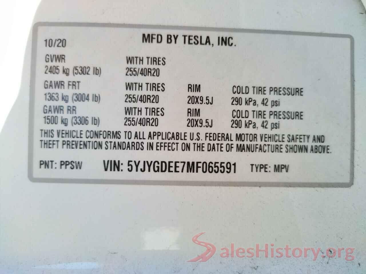 5YJYGDEE7MF065591 2021 TESLA MODEL Y