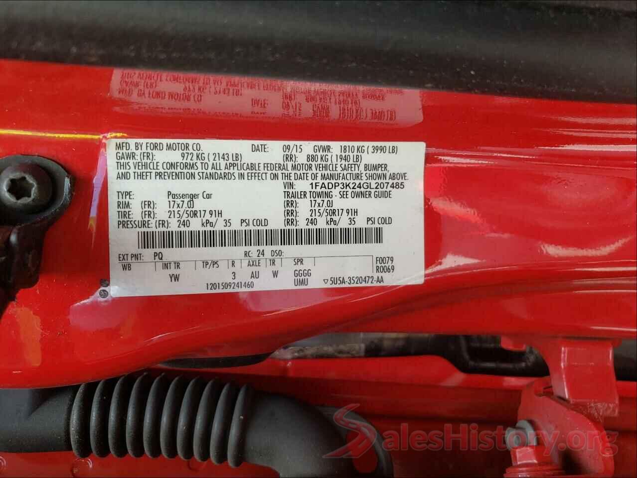 1FADP3K24GL207485 2016 FORD FOCUS