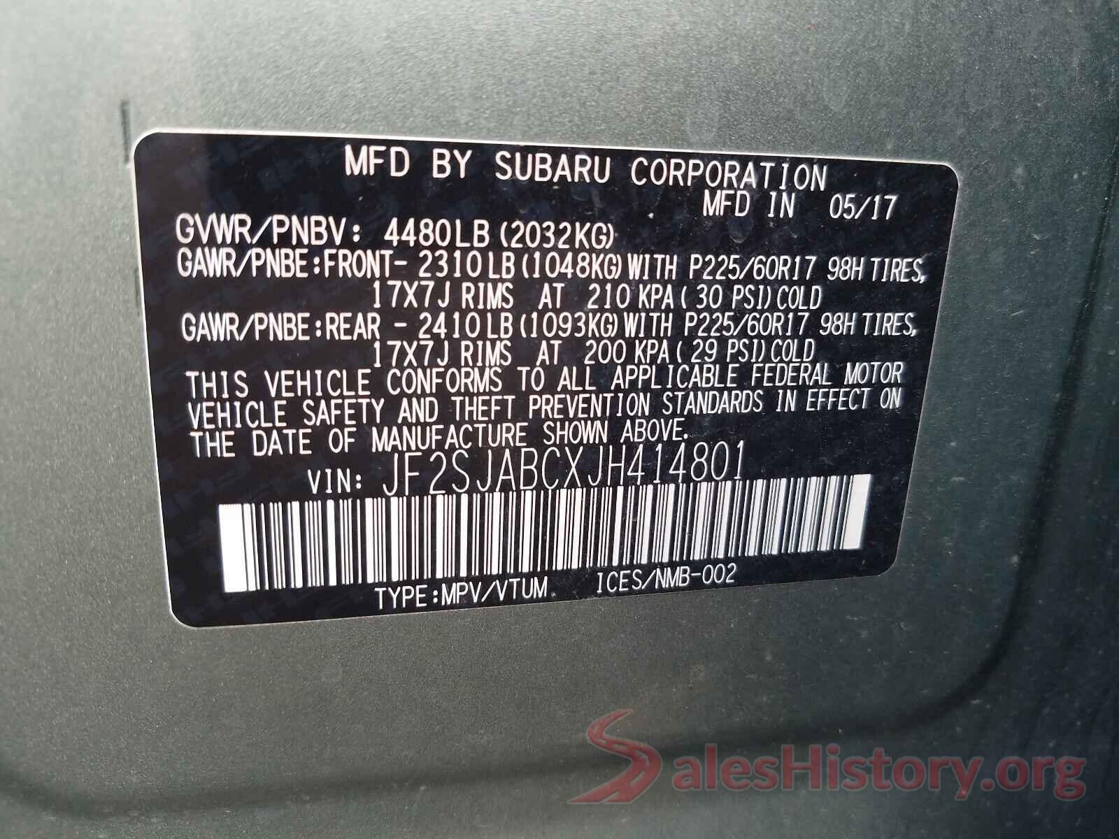 JF2SJABCXJH414801 2018 SUBARU FORESTER