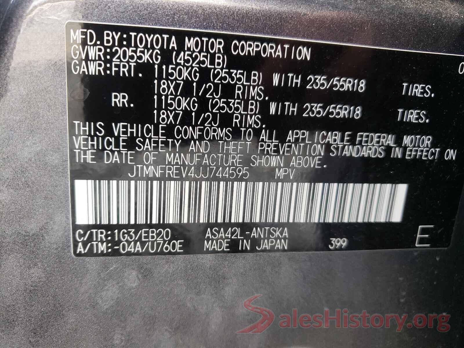 JTMNFREV4JJ744595 2018 TOYOTA RAV4