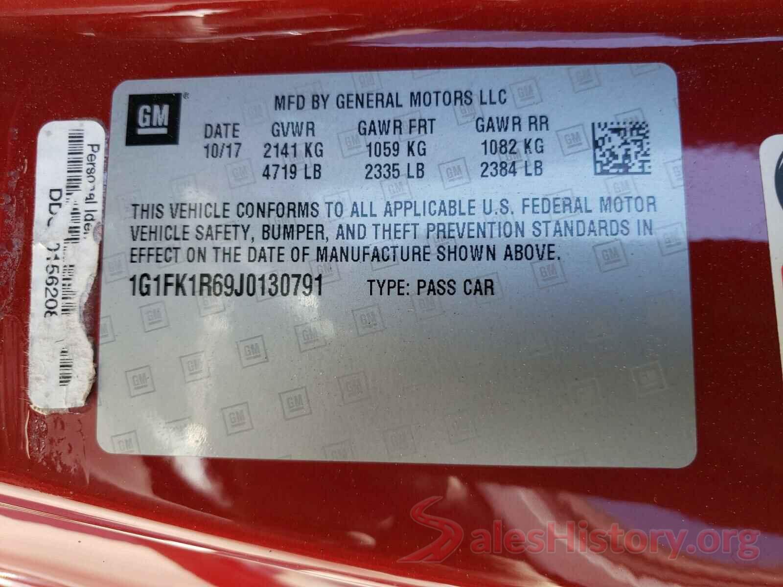 1G1FK1R69J0130791 2018 CHEVROLET CAMARO