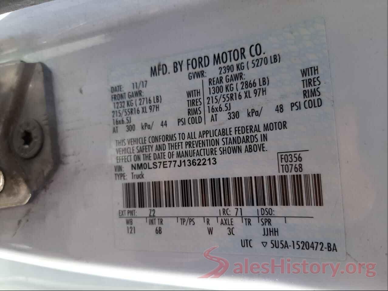 NM0LS7E77J1362213 2018 FORD TRANSIT CO