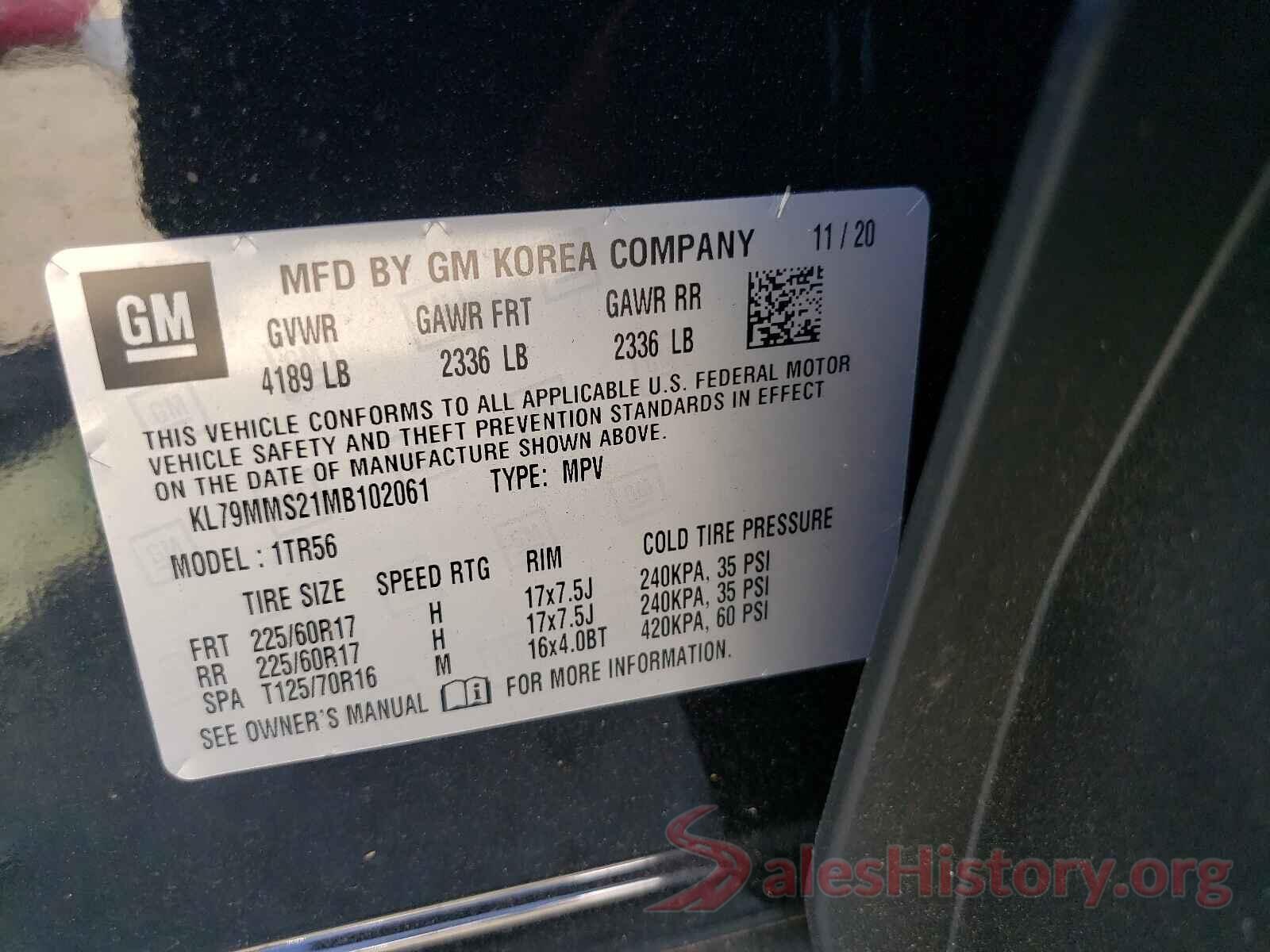 KL79MMS21MB102061 2021 CHEVROLET TRAILBLAZE