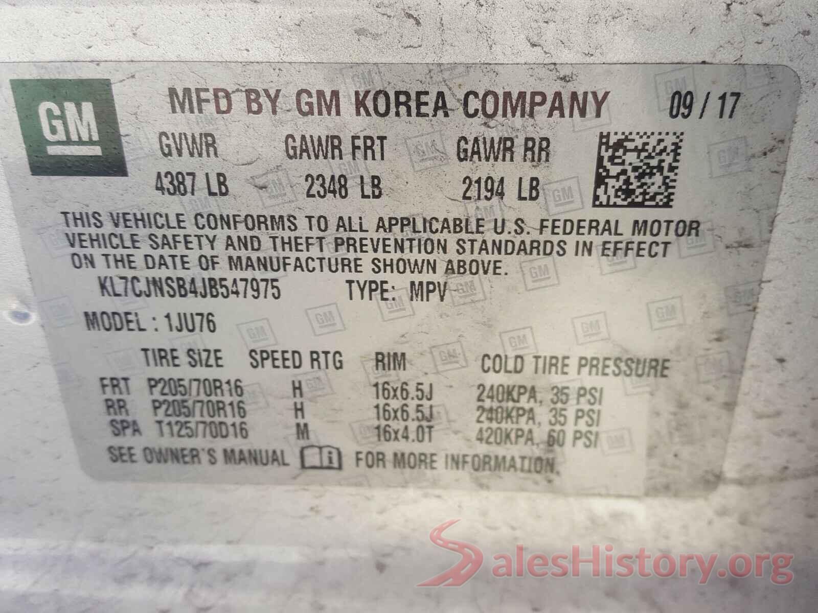 KL7CJNSB4JB547975 2018 CHEVROLET TRAX