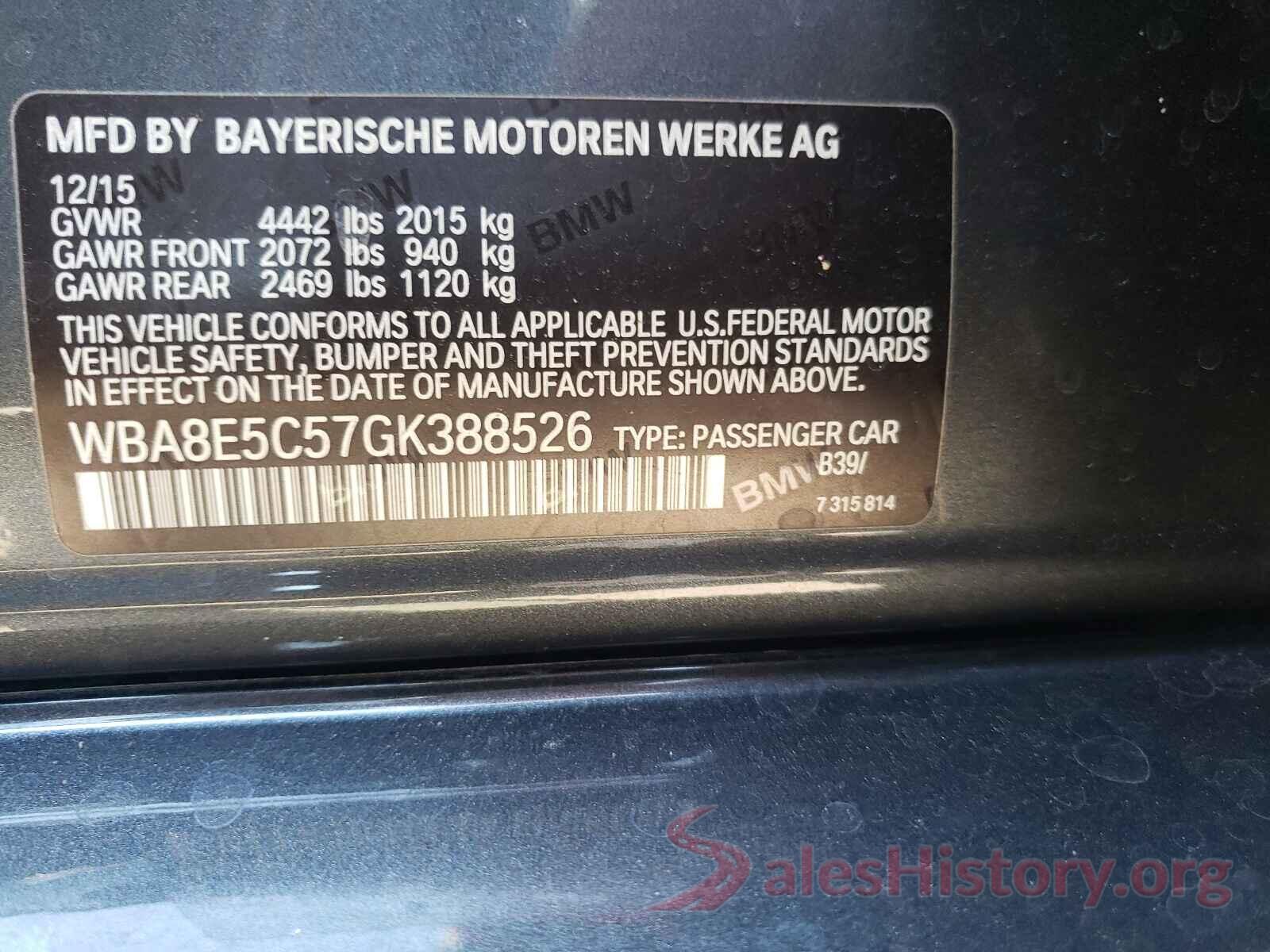 WBA8E5C57GK388526 2016 BMW 3 SERIES