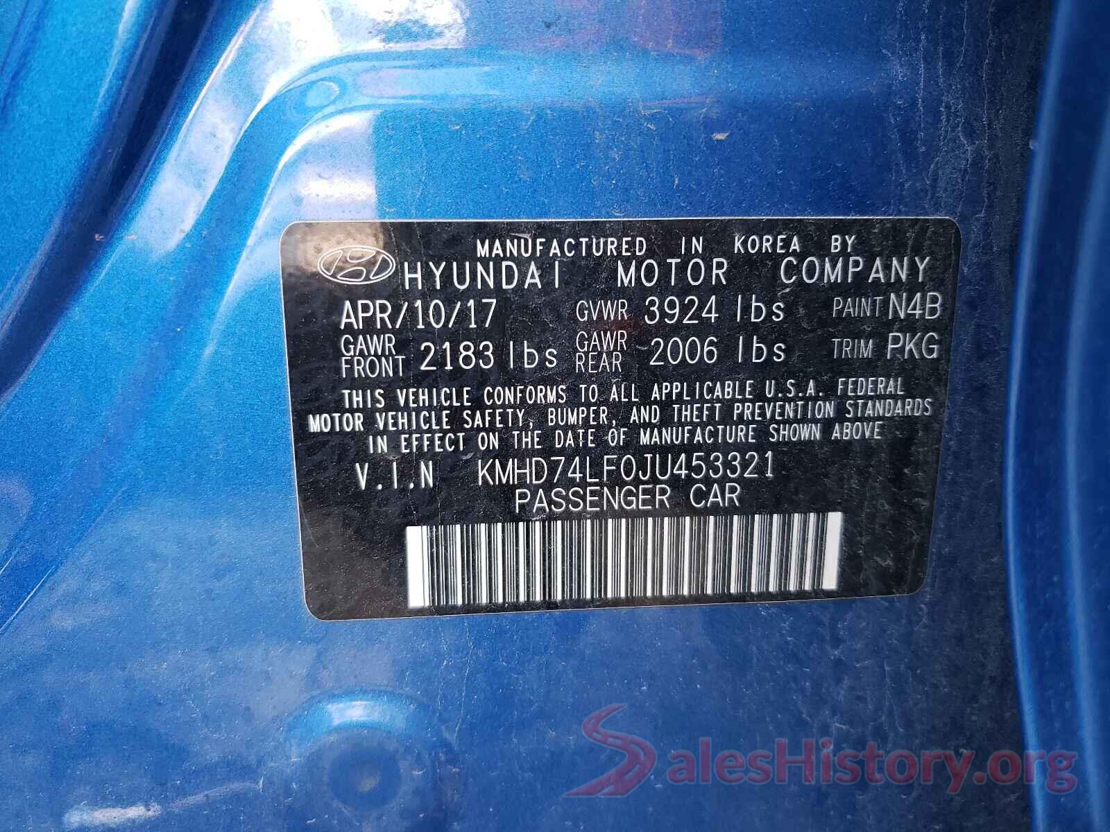 KMHD74LF0JU453321 2018 HYUNDAI ELANTRA