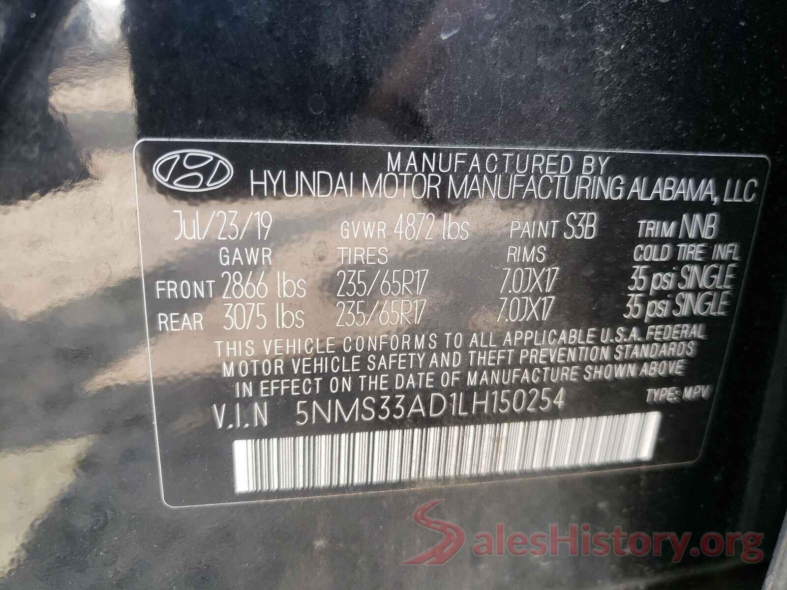 5NMS33AD1LH150254 2020 HYUNDAI SANTA FE