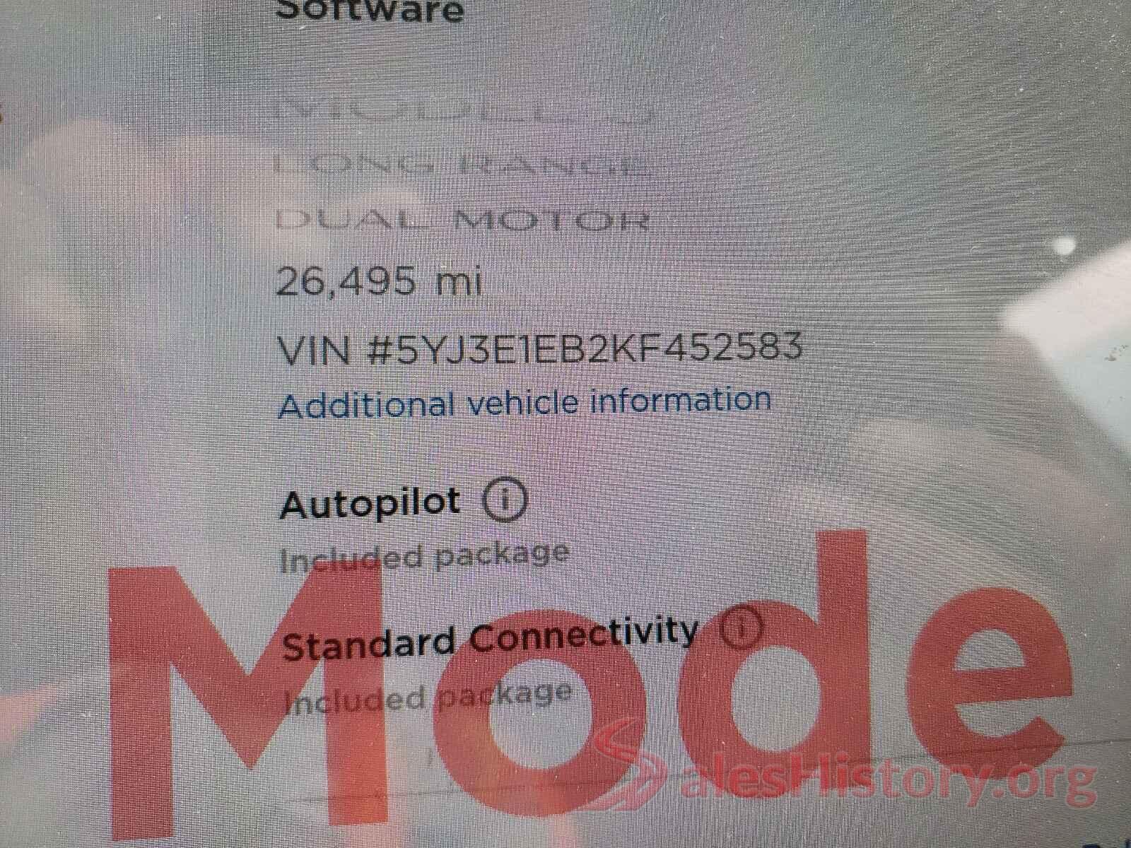 5YJ3E1EB2KF452583 2019 TESLA MODEL 3