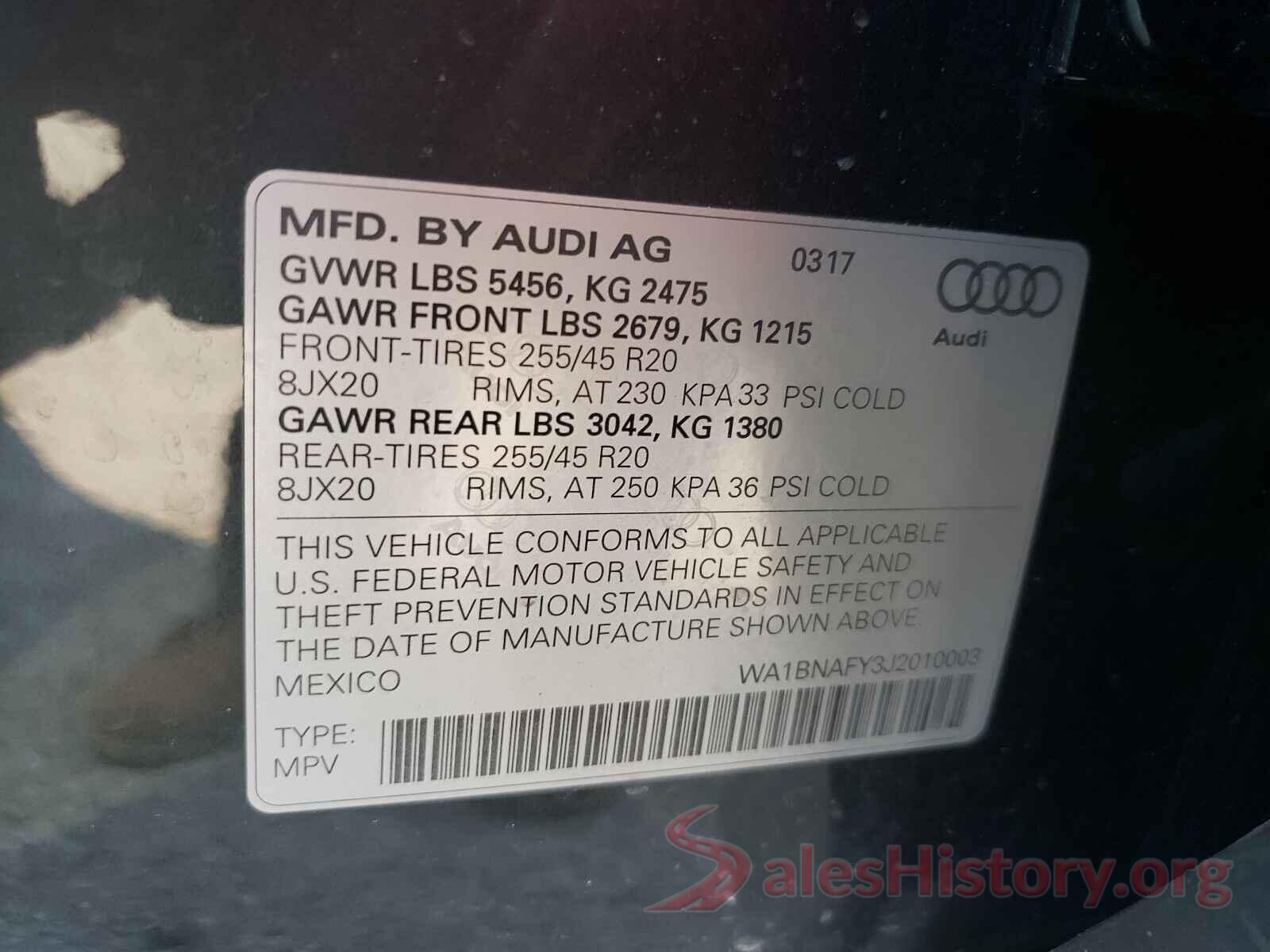 WA1BNAFY3J2010003 2018 AUDI Q5