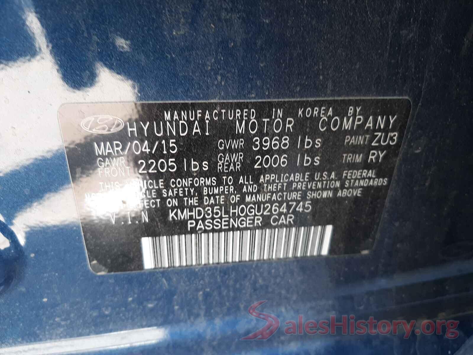 KMHD35LH0GU264745 2016 HYUNDAI ELANTRA