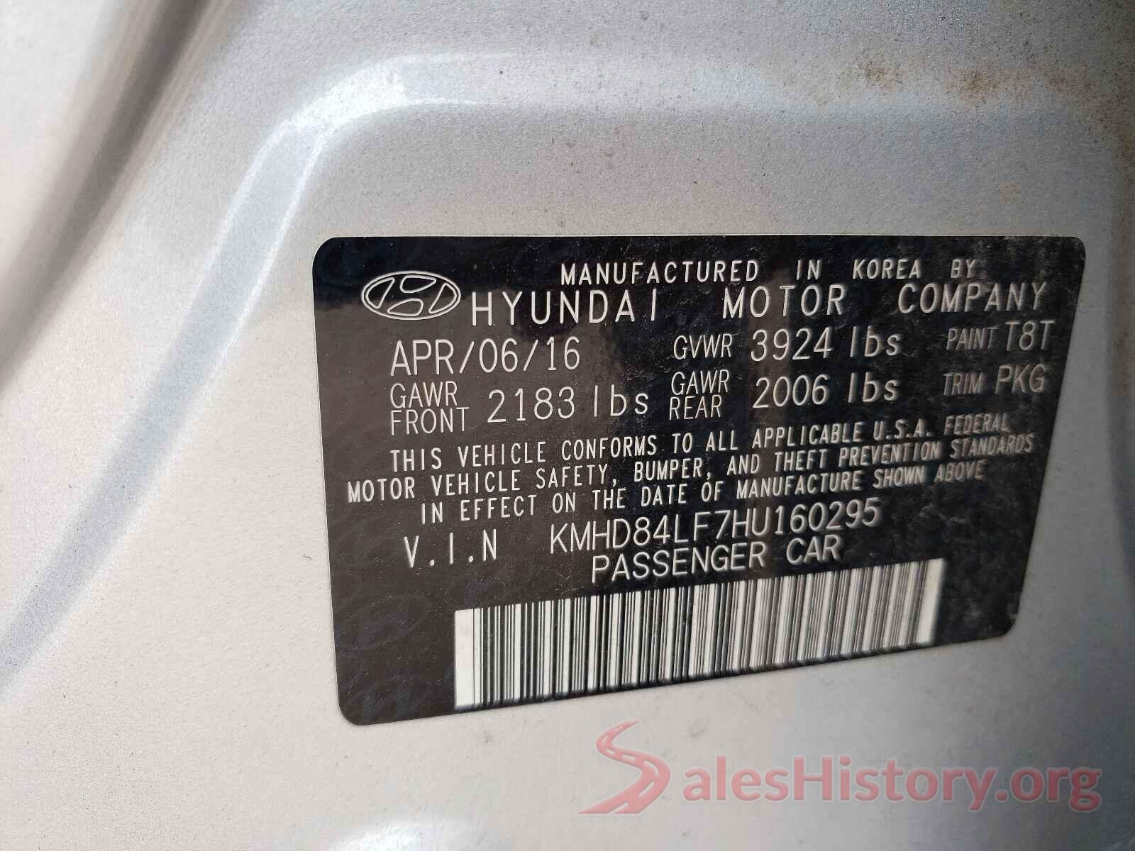 KMHD84LF7HU160295 2017 HYUNDAI ELANTRA