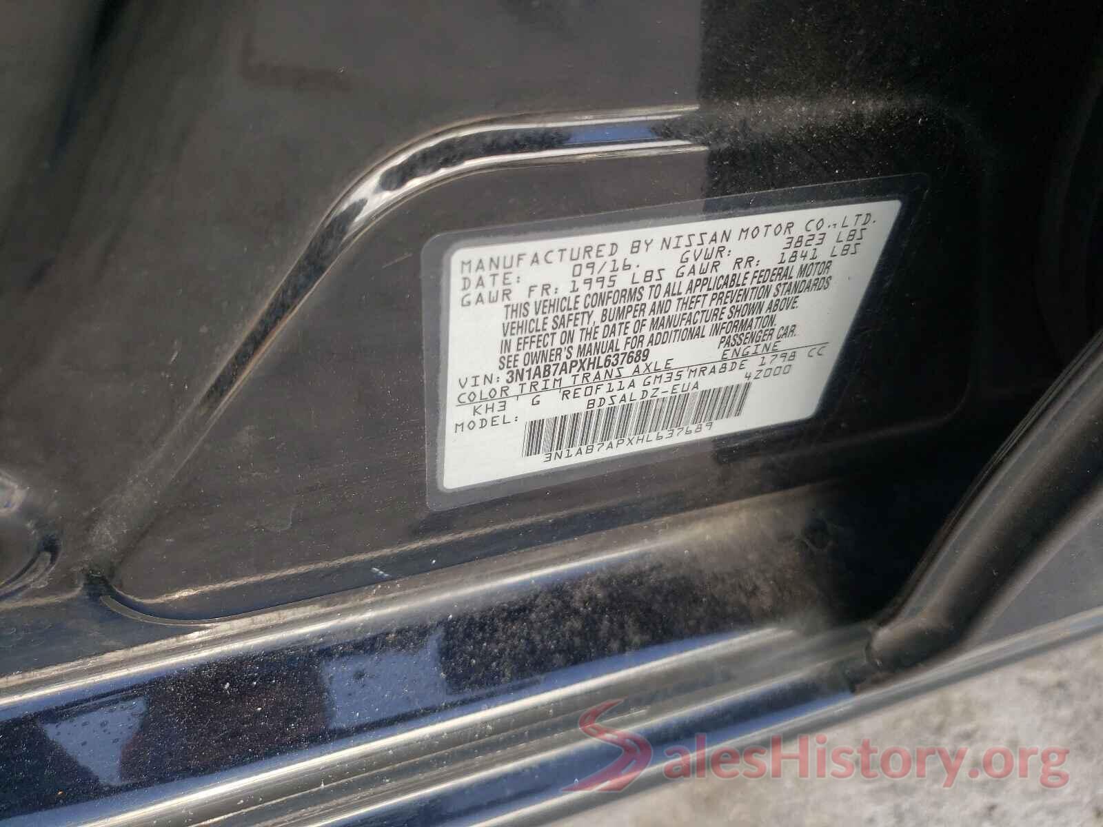 3N1AB7APXHL637689 2017 NISSAN SENTRA