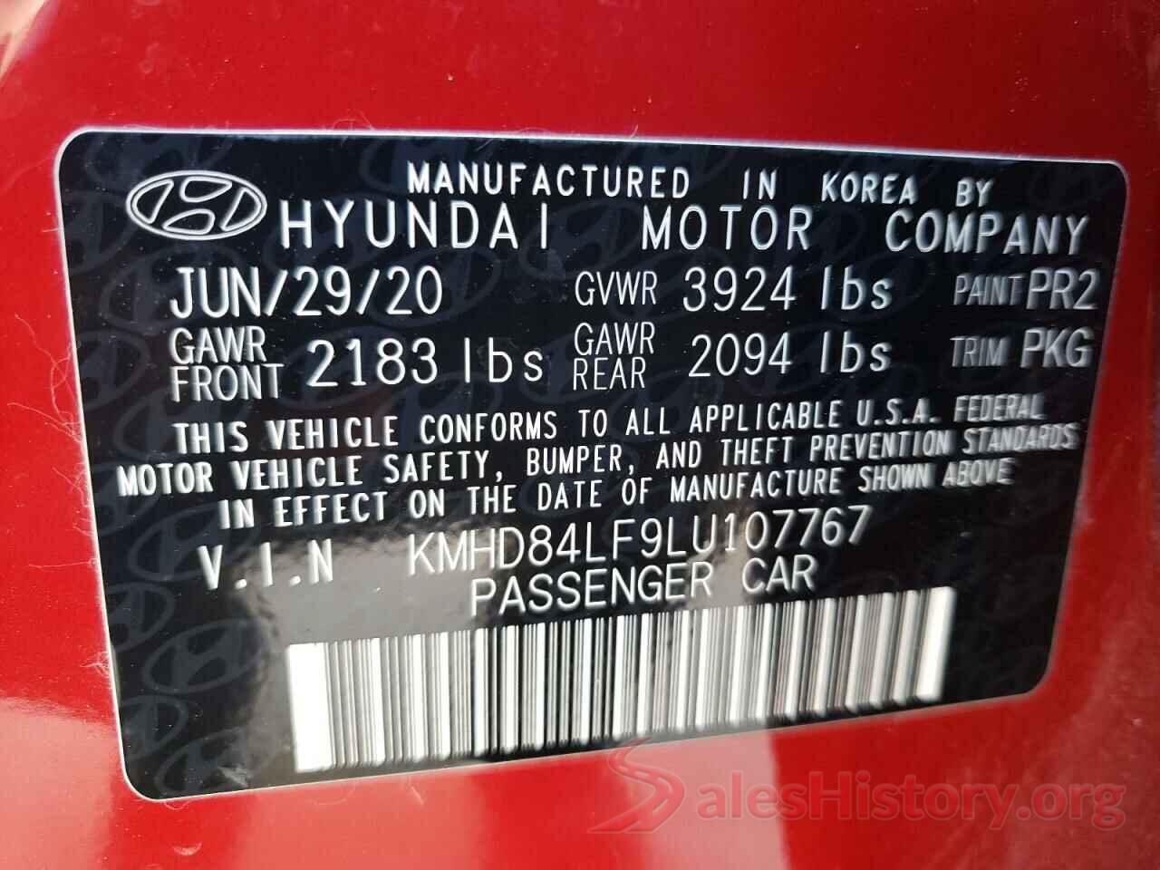 KMHD84LF9LU107767 2020 HYUNDAI ELANTRA