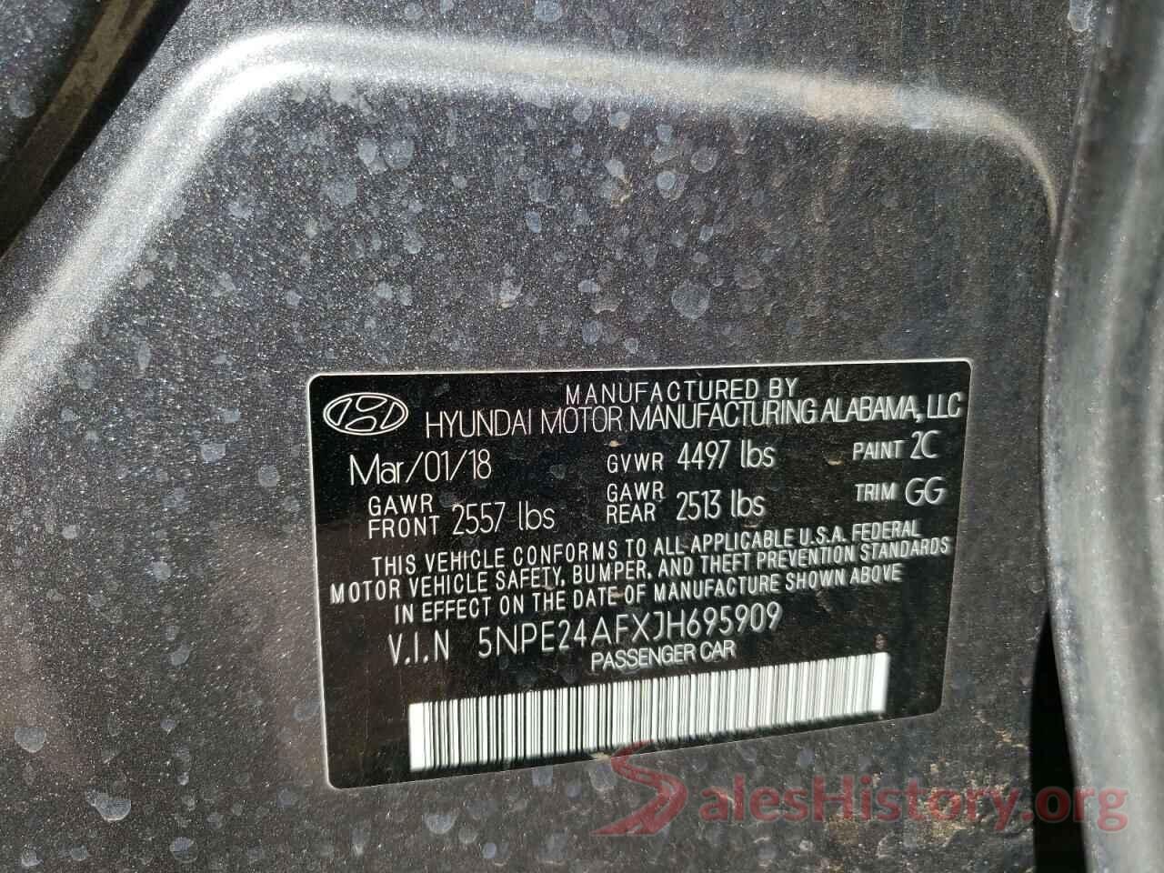 5NPE24AFXJH695909 2018 HYUNDAI SONATA