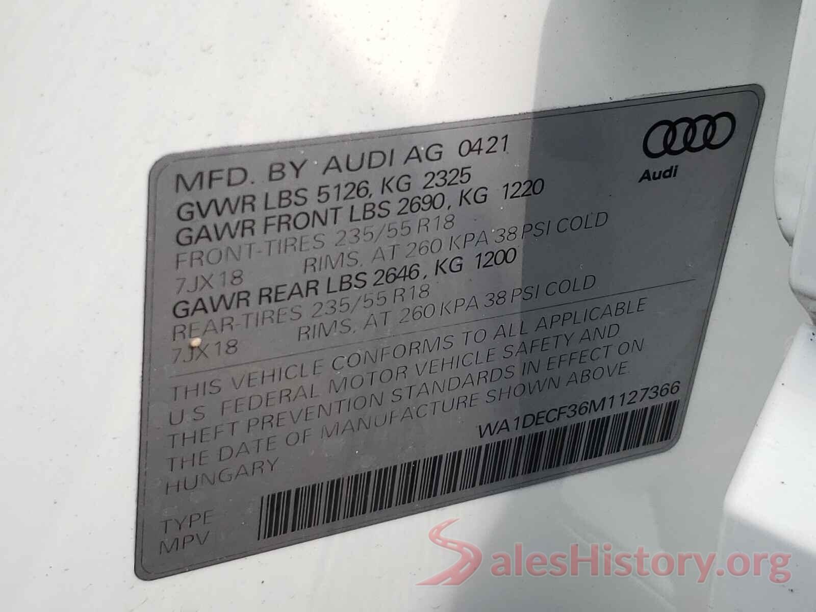 WA1DECF36M1127366 2021 AUDI Q3