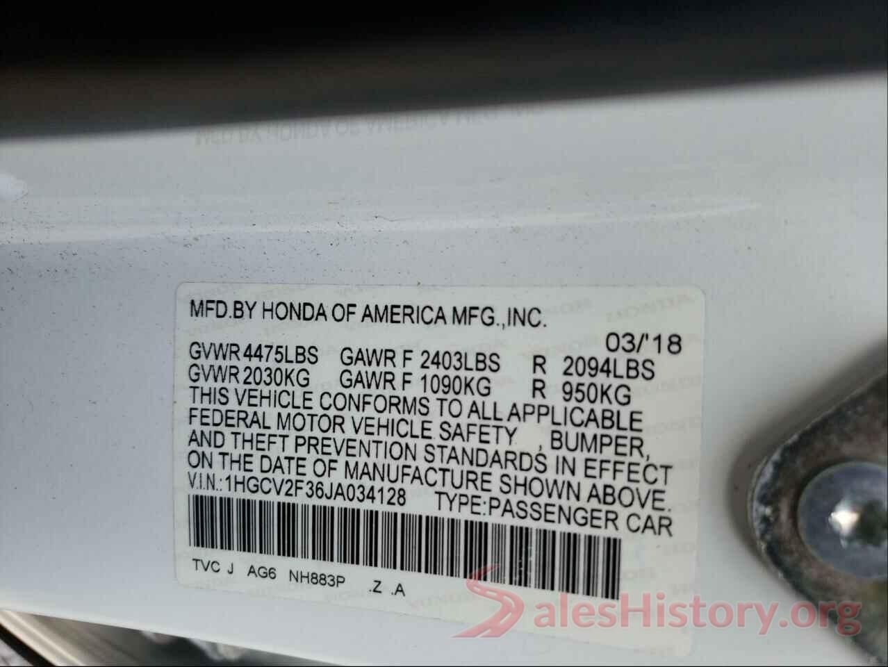 1HGCV2F36JA034128 2018 HONDA ACCORD