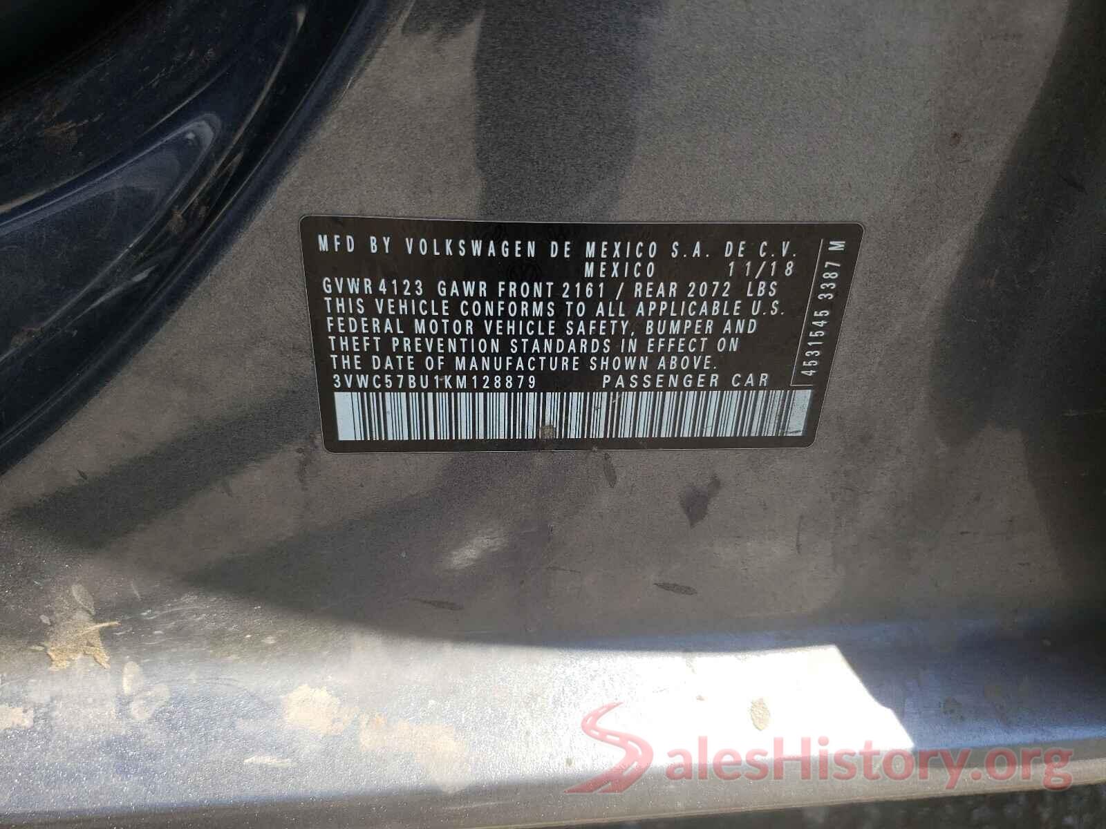 3VWC57BU1KM128879 2019 VOLKSWAGEN JETTA