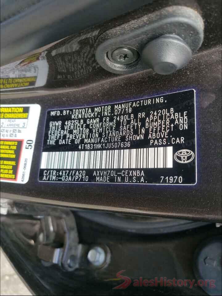 4T1B31HK1JU507636 2018 TOYOTA CAMRY