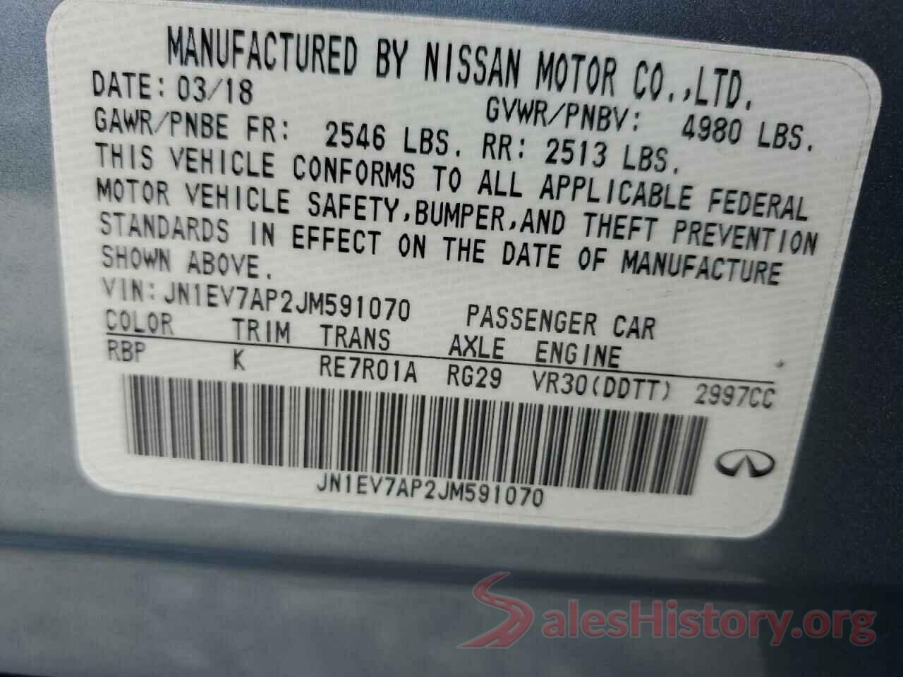 JN1EV7AP2JM591070 2018 INFINITI Q50