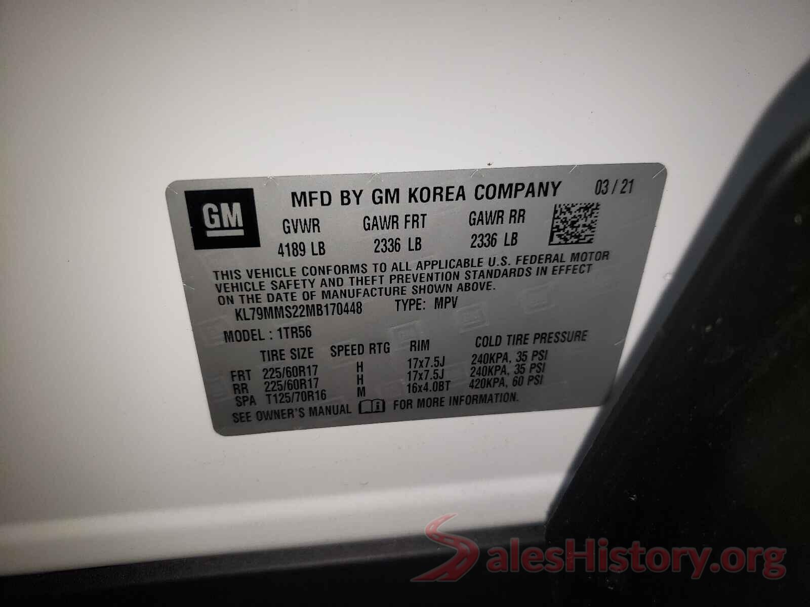 KL79MMS22MB170448 2021 CHEVROLET TRAILBLAZE