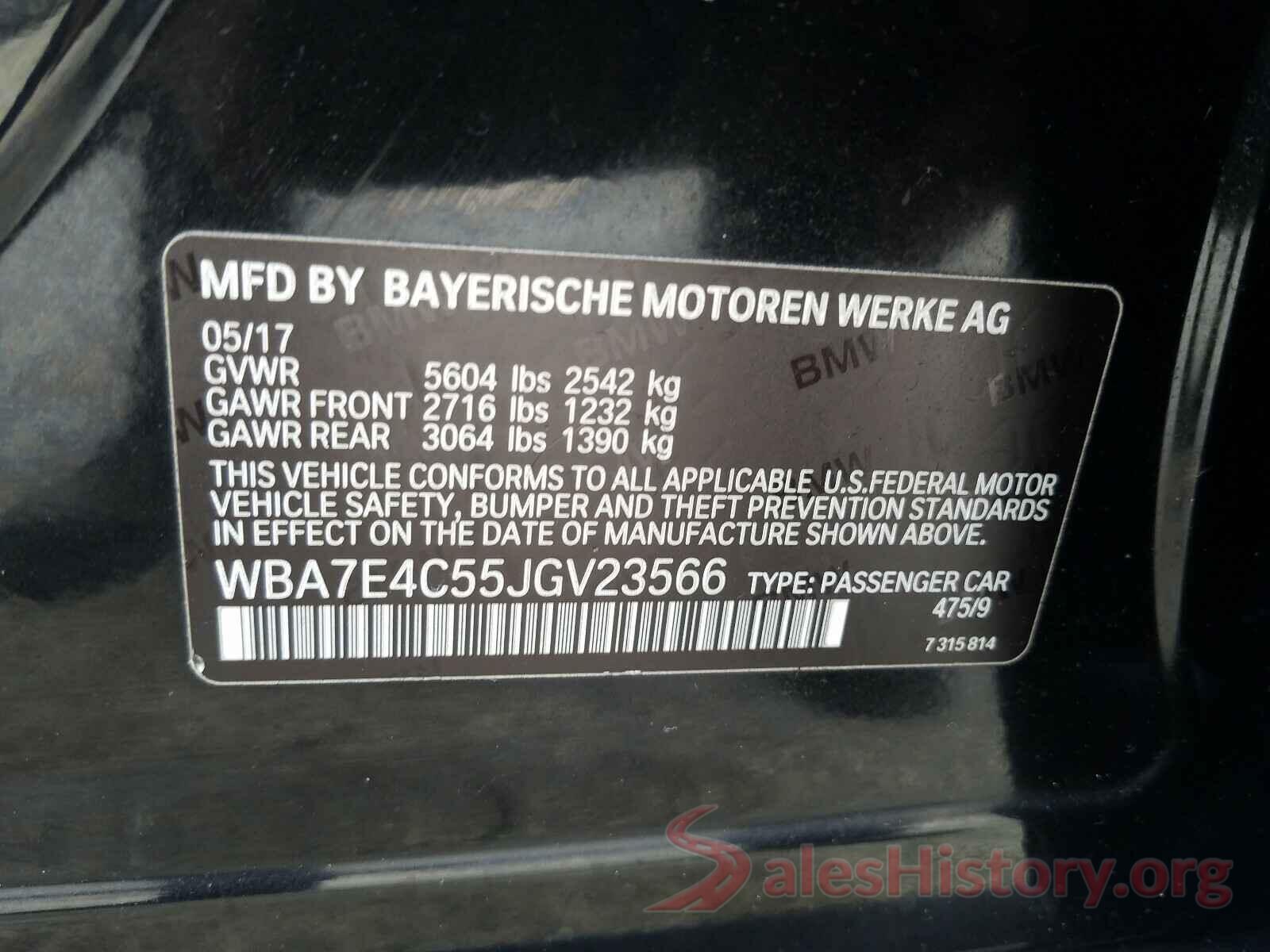 WBA7E4C55JGV23566 2018 BMW 7 SERIES