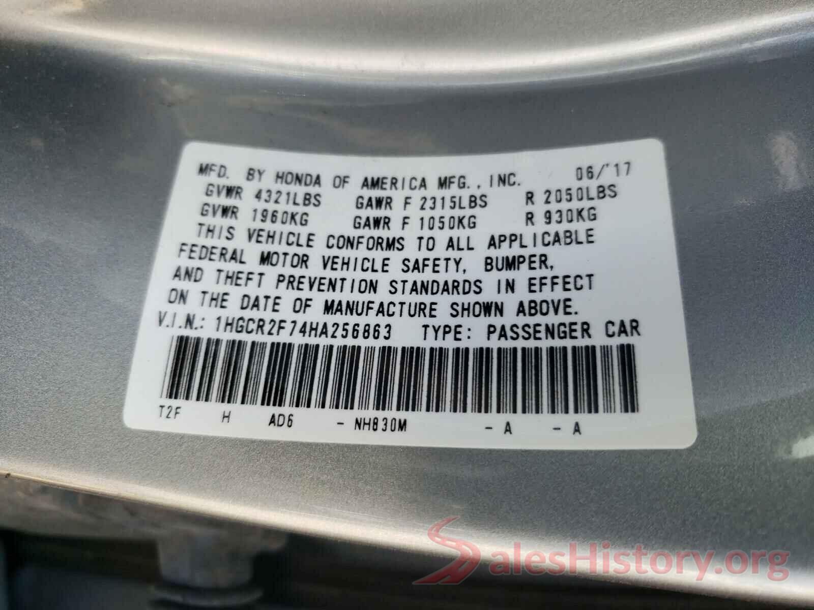 1HGCR2F74HA256863 2017 HONDA ACCORD