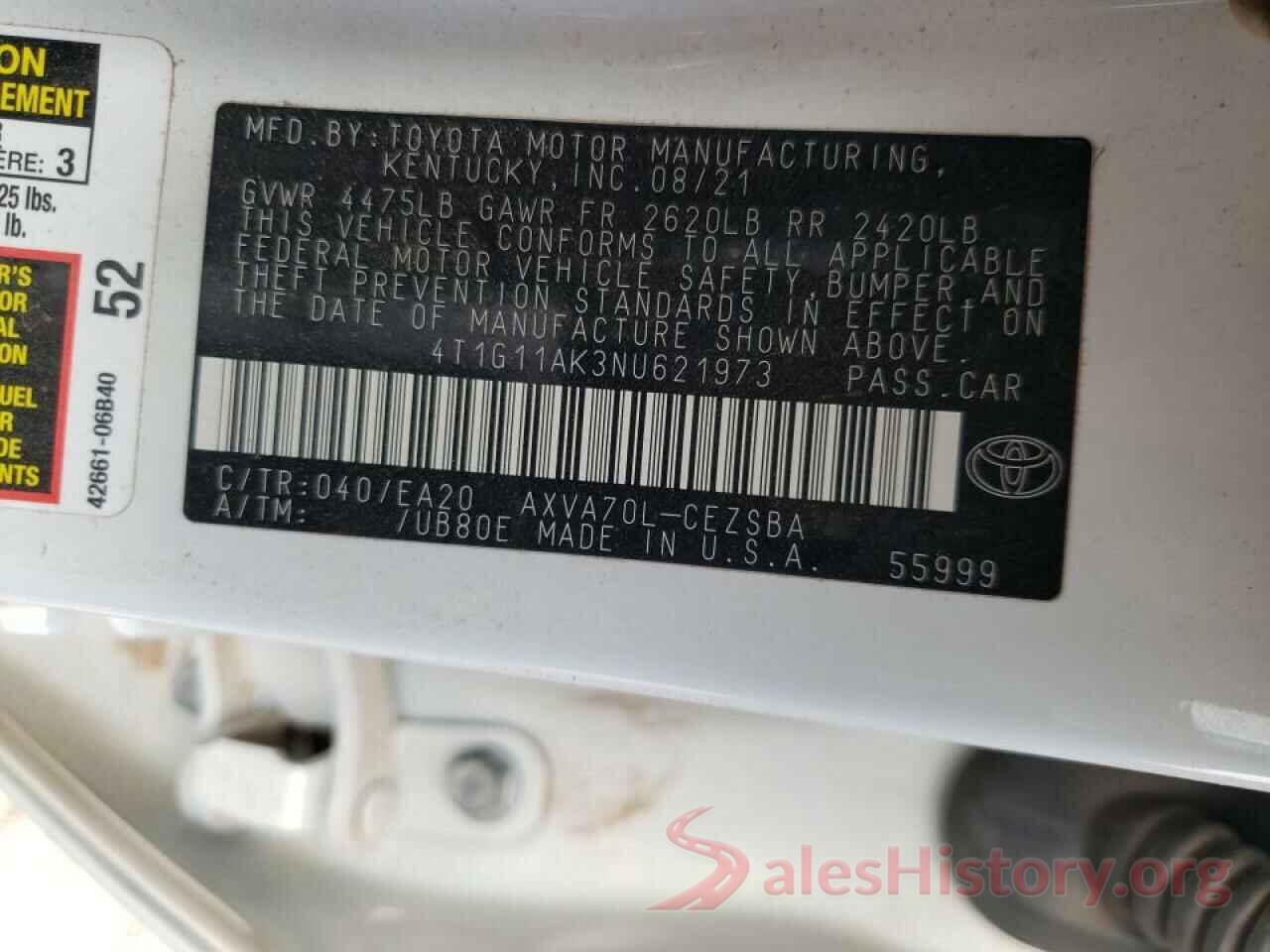 4T1G11AK3NU621973 2022 TOYOTA CAMRY