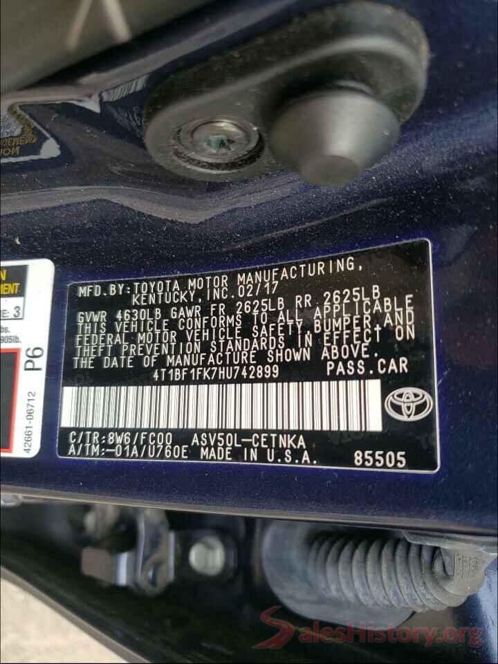 4T1BF1FK7HU742899 2017 TOYOTA CAMRY