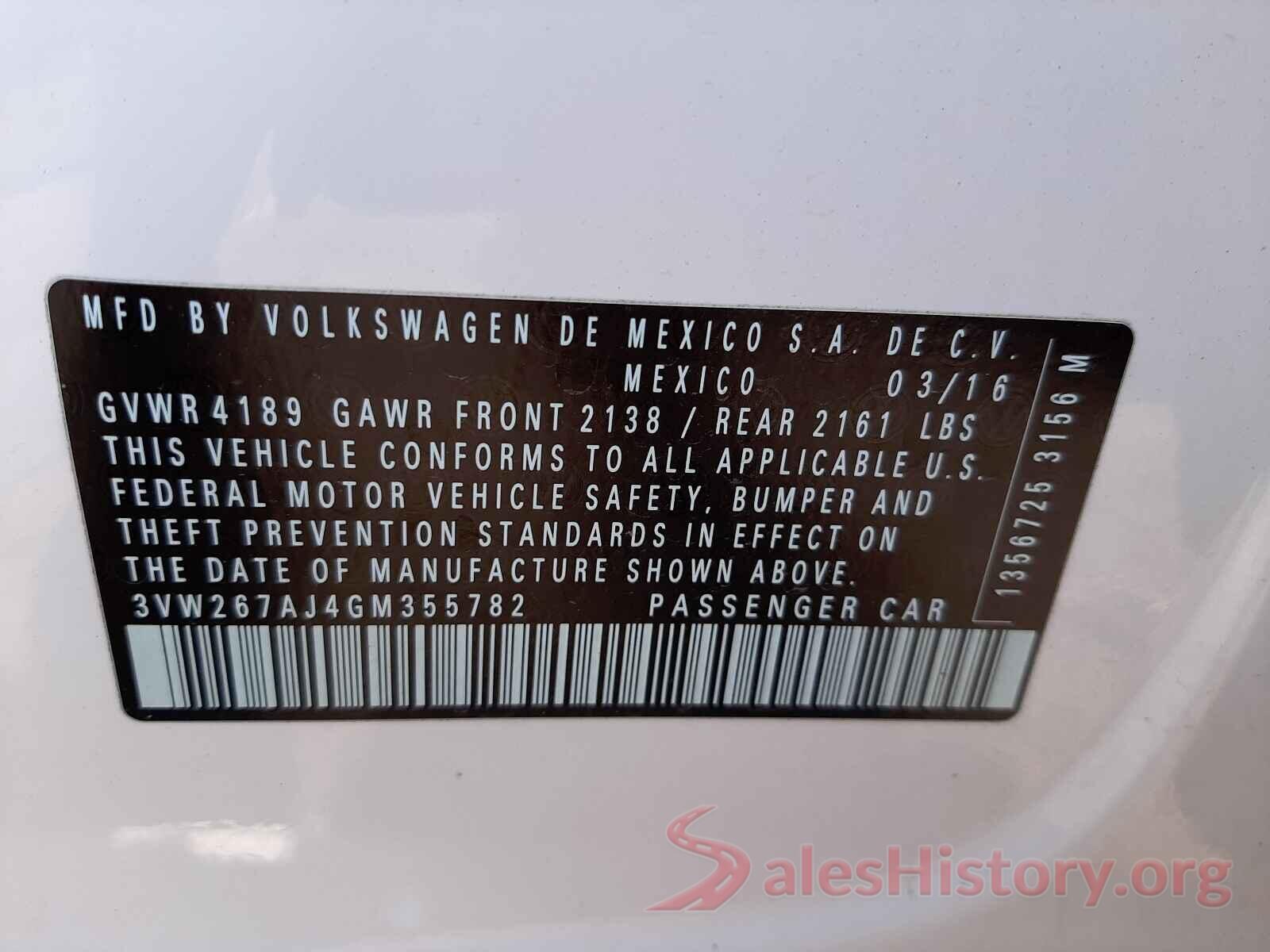 3VW267AJ4GM355782 2016 VOLKSWAGEN JETTA