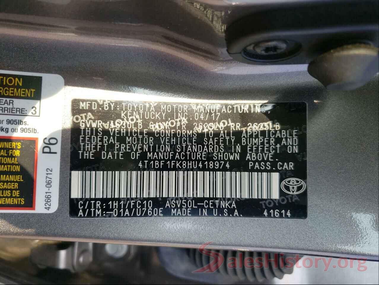 4T1BF1FK8HU418974 2017 TOYOTA CAMRY