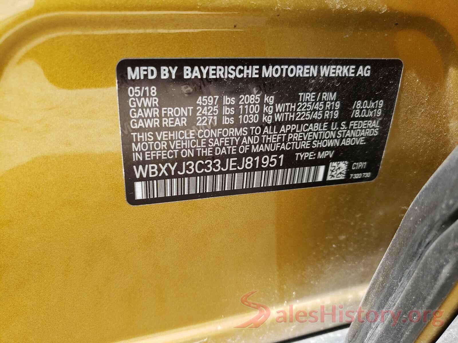 WBXYJ3C33JEJ81951 2018 BMW X2