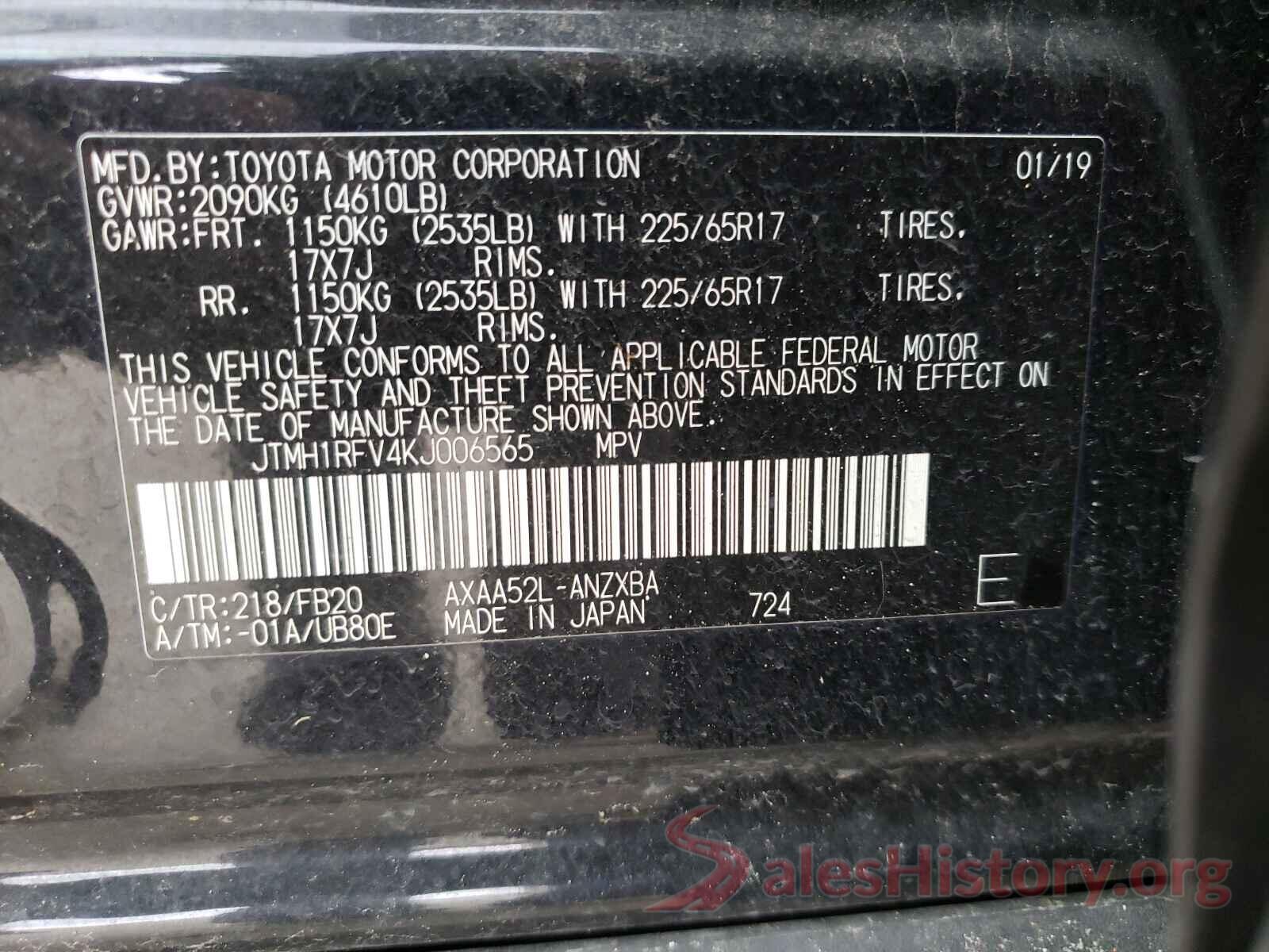 JTMH1RFV4KJ006565 2019 TOYOTA RAV4