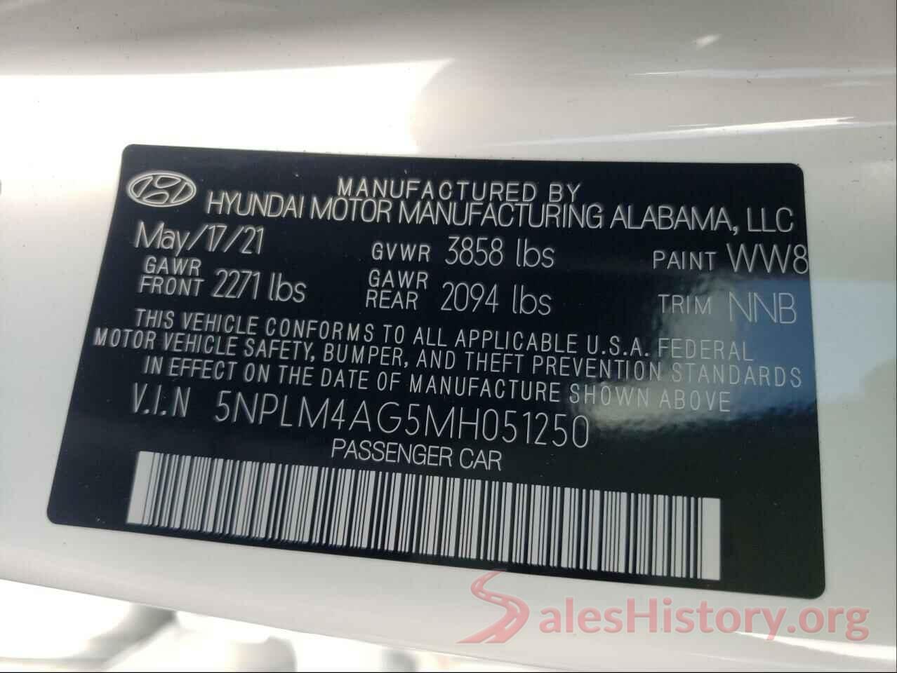 5NPLM4AG5MH051250 2021 HYUNDAI ELANTRA