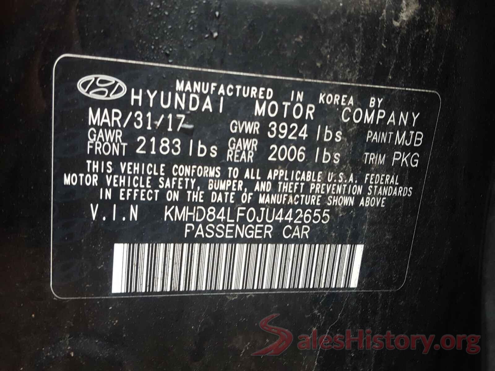 KMHD84LF0JU442655 2018 HYUNDAI ELANTRA