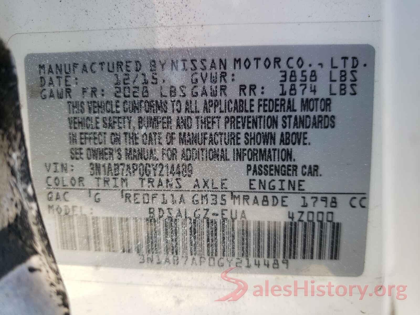 3N1AB7AP0GY214489 2016 NISSAN SENTRA