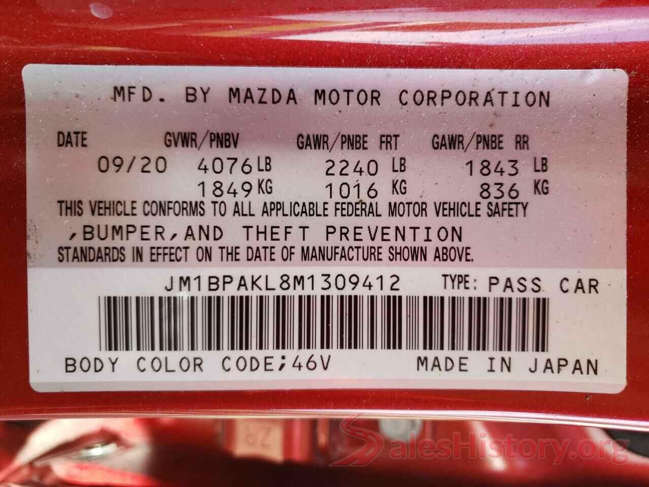 JM1BPAKL8M1309412 2021 MAZDA 3