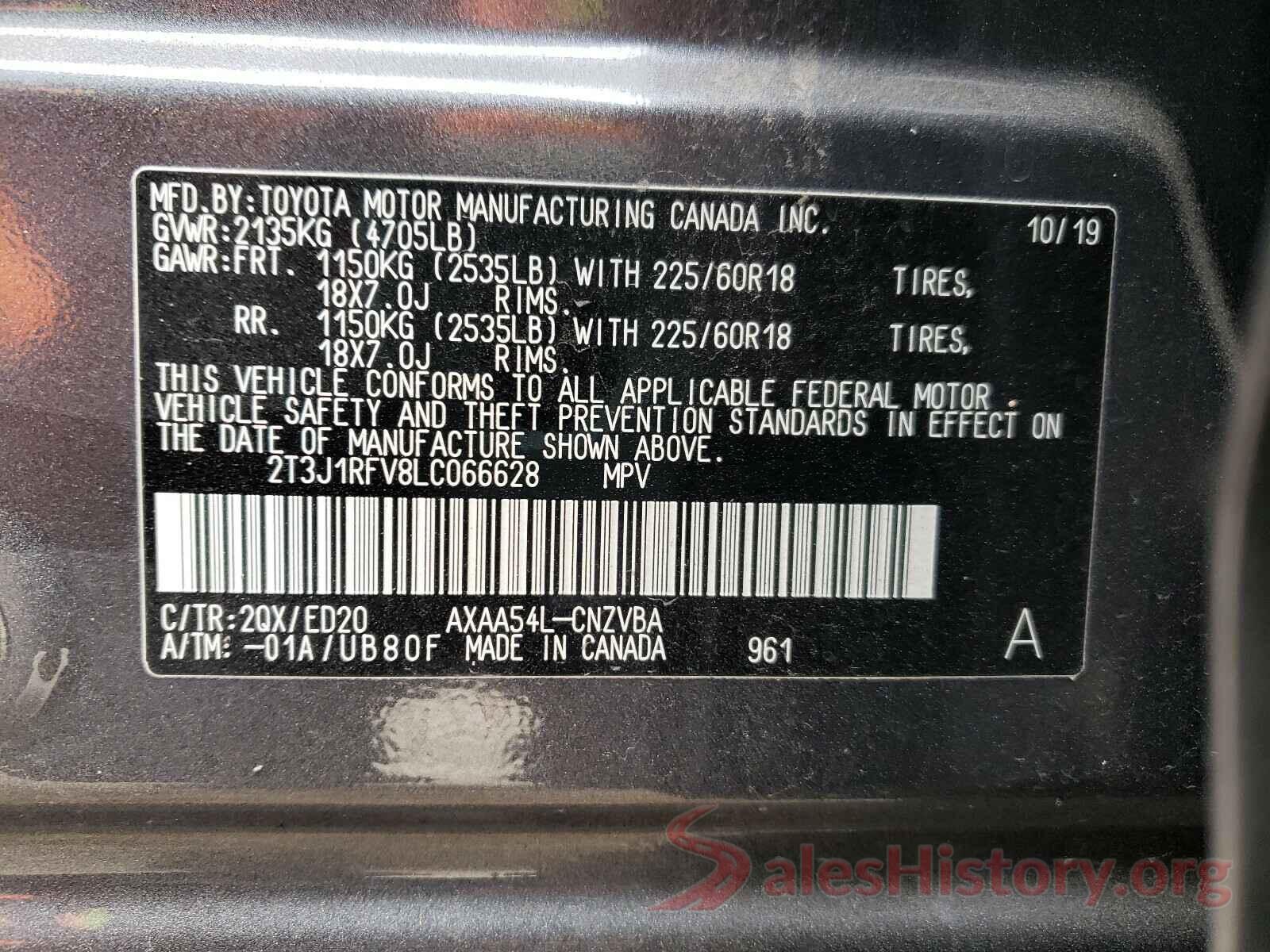 2T3J1RFV8LC066628 2020 TOYOTA RAV4