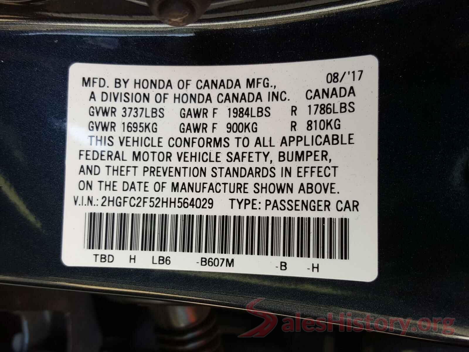 2HGFC2F52HH564029 2017 HONDA CIVIC