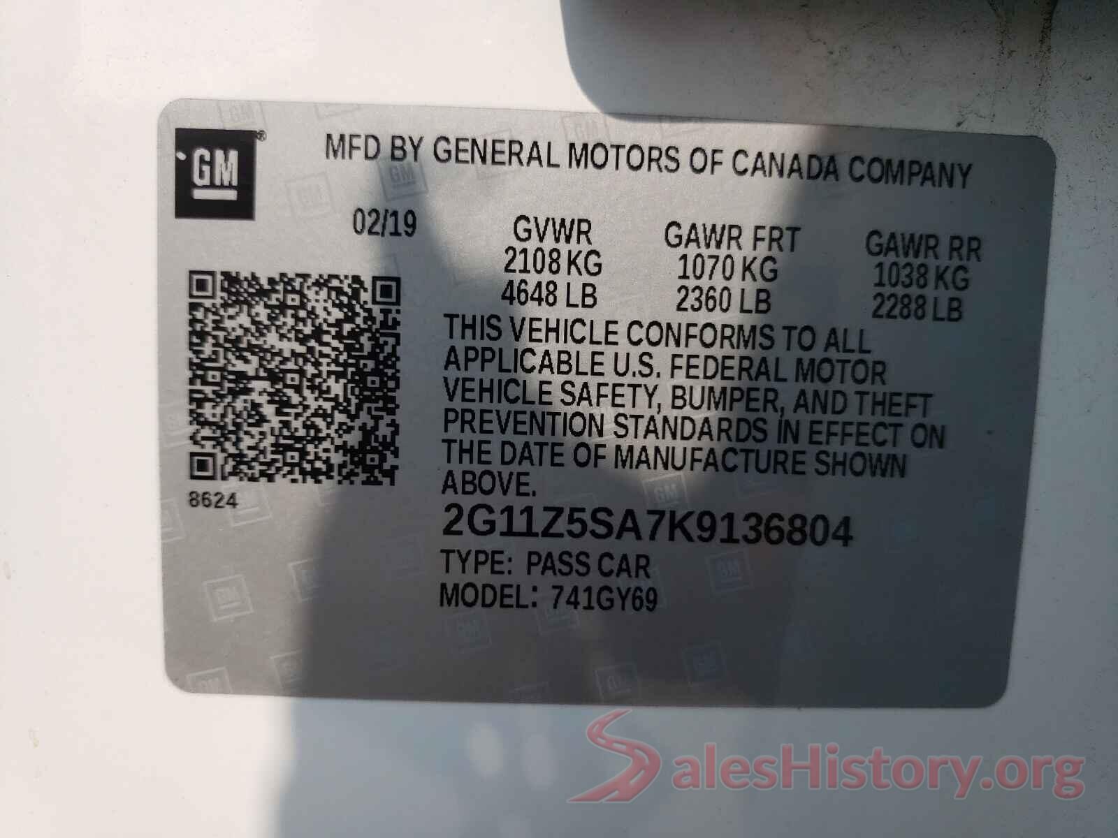 2G11Z5SA7K9136804 2019 CHEVROLET IMPALA